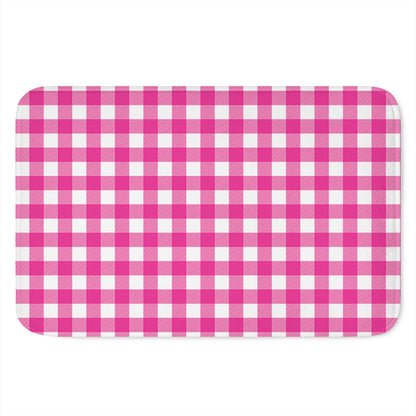 Hot Pink And White Buffalo Check Print Indoor Door Mat