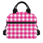 Hot Pink And White Buffalo Check Print Insulated Lunch Bag