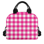 Hot Pink And White Buffalo Check Print Insulated Lunch Bag