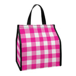 Hot Pink And White Buffalo Check Print Insulated Lunch Tote