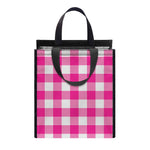 Hot Pink And White Buffalo Check Print Insulated Lunch Tote