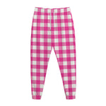 Hot Pink And White Buffalo Check Print Jogger Pants