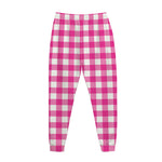 Hot Pink And White Buffalo Check Print Jogger Pants
