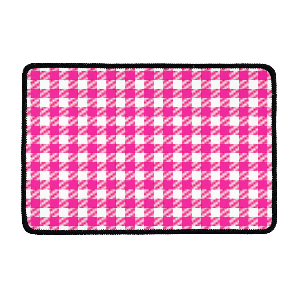 Hot Pink And White Buffalo Check Print Kitchen Mat