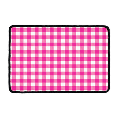 Hot Pink And White Buffalo Check Print Kitchen Mat