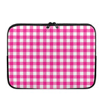 Hot Pink And White Buffalo Check Print Laptop Sleeve