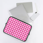 Hot Pink And White Buffalo Check Print Laptop Sleeve