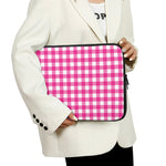 Hot Pink And White Buffalo Check Print Laptop Sleeve