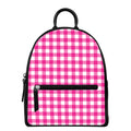 Hot Pink And White Buffalo Check Print Leather Backpack