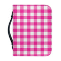 Hot Pink And White Buffalo Check Print Leather Bible Cover