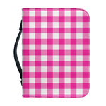 Hot Pink And White Buffalo Check Print Leather Bible Cover