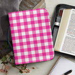 Hot Pink And White Buffalo Check Print Leather Bible Cover
