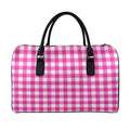 Hot Pink And White Buffalo Check Print Leather Duffel Bag