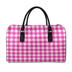 Hot Pink And White Buffalo Check Print Leather Duffle Bag