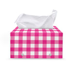 Hot Pink And White Buffalo Check Print Leather Tissue Box Cover