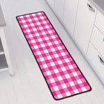 Hot Pink And White Buffalo Check Print Long Kitchen Mat