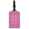 Hot Pink And White Buffalo Check Print Luggage Tag