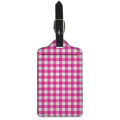 Hot Pink And White Buffalo Check Print Luggage Tag