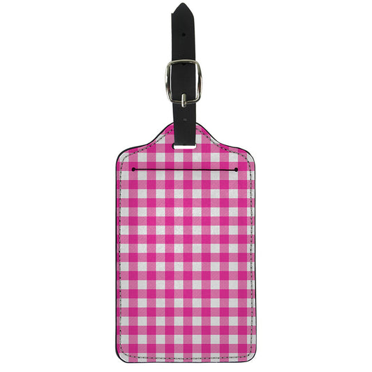 Hot Pink And White Buffalo Check Print Luggage Tag