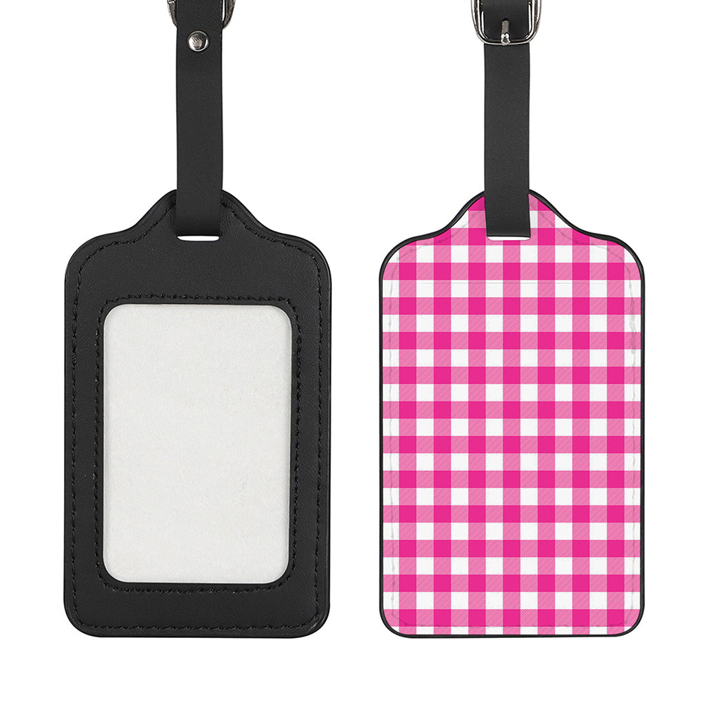 Hot Pink And White Buffalo Check Print Luggage Tag