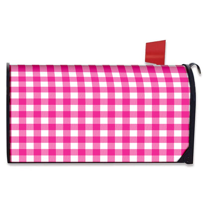 Hot Pink And White Buffalo Check Print Mailbox Cover