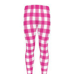 Hot Pink And White Buffalo Check Print Men's leggings