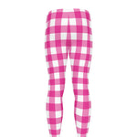 Hot Pink And White Buffalo Check Print Men's leggings