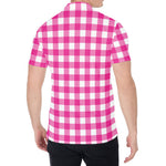 Hot Pink And White Buffalo Check Print Men's Shirt