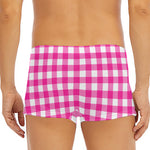 Hot Pink And White Buffalo Check Print Men's Short Boxer Briefs