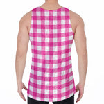 Hot Pink And White Buffalo Check Print Men's Velvet Tank Top