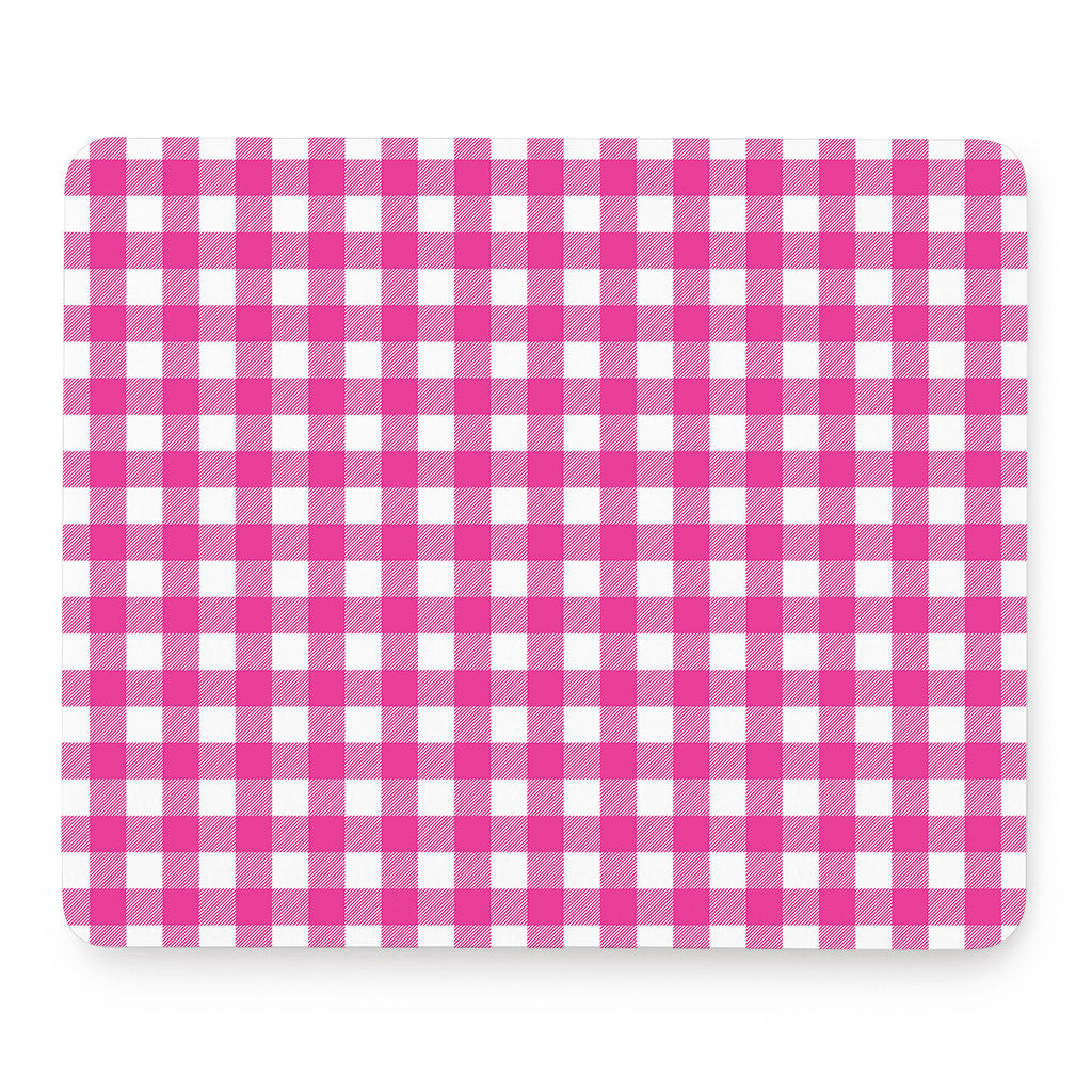 Hot Pink And White Buffalo Check Print Mouse Pad