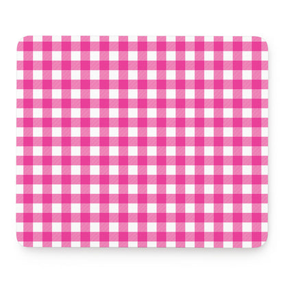Hot Pink And White Buffalo Check Print Mouse Pad