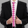 Hot Pink And White Buffalo Check Print Necktie
