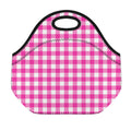 Hot Pink And White Buffalo Check Print Neoprene Lunch Bag