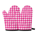 Hot Pink And White Buffalo Check Print Oven Mitts
