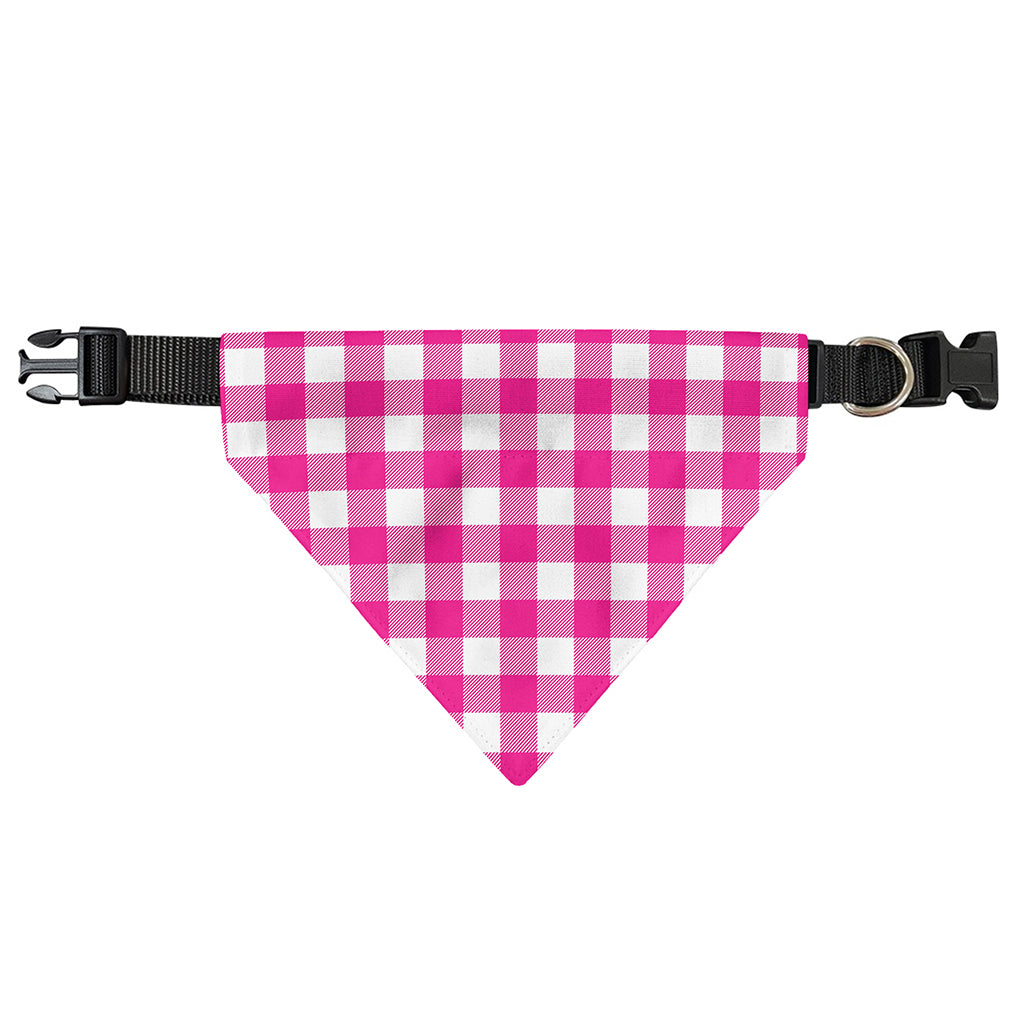 Hot Pink And White Buffalo Check Print Over The Collar Dog Bandana