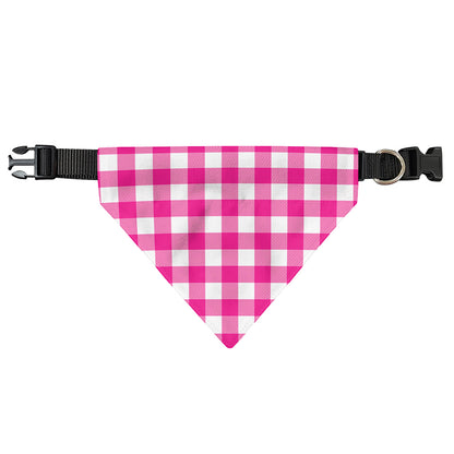 Hot Pink And White Buffalo Check Print Over The Collar Dog Bandana