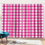 Hot Pink And White Buffalo Check Print Pencil Pleat Curtains