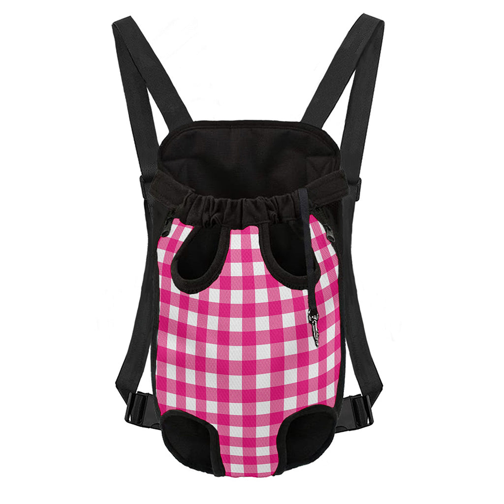 Hot Pink And White Buffalo Check Print Pet Carrier Backpack