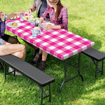 Hot Pink And White Buffalo Check Print Picnic Table Cover