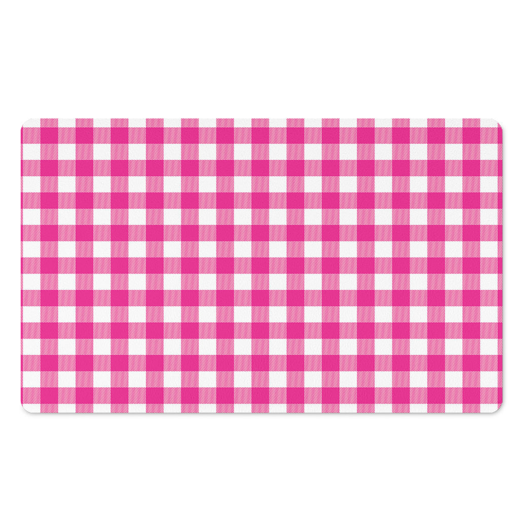 Hot Pink And White Buffalo Check Print Polyester Doormat