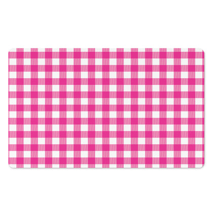 Hot Pink And White Buffalo Check Print Polyester Doormat