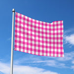Hot Pink And White Buffalo Check Print Polyester Flag