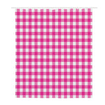 Hot Pink And White Buffalo Check Print Polyester Shower Curtain