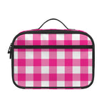 Hot Pink And White Buffalo Check Print Portable Lunch Bag