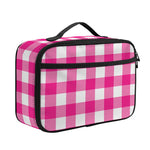 Hot Pink And White Buffalo Check Print Portable Lunch Bag