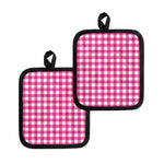 Hot Pink And White Buffalo Check Print Pot Holders