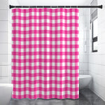 Hot Pink And White Buffalo Check Print Premium Shower Curtain