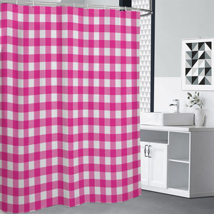 Hot Pink And White Buffalo Check Print Premium Shower Curtain