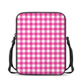 Hot Pink And White Buffalo Check Print Rectangular Crossbody Bag